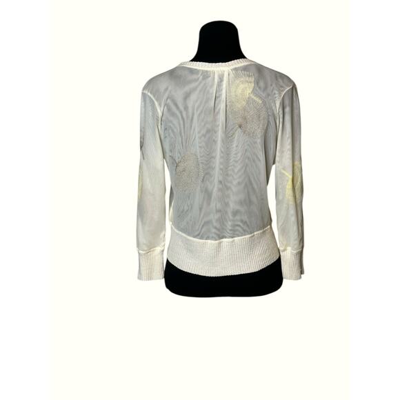 Nic + Zoe Cream Floral Embroidered Button up Sweater size Small - Picture 10 of 16